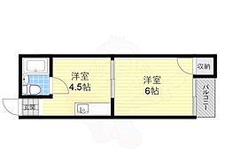 クオーレ成育 1DKの間取図画像