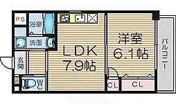エスライズ都島 1LDKの間取図画像