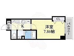 Luxe都島2 1Kの間取図画像
