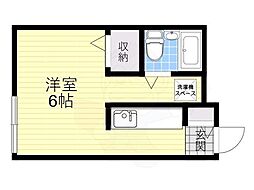 美吉野ハイツ 1Kの間取図画像