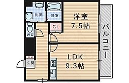 ノアール岡町 1LDKの間取図画像