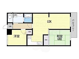 コスモハイツ上野 2DKの間取図画像