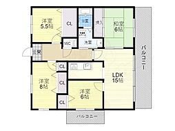 エトワール緑丘 4LDKの間取図画像