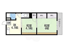 シャトー・曽根 2DKの間取図画像