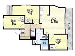 豊中ロジュマン少路ウィンドコート 3LDKの間取図画像