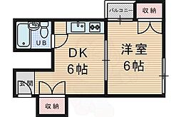 ニューライン中桜塚 1DKの間取図画像