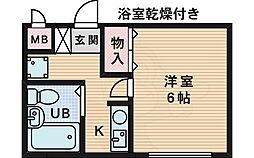 フェニックス豊中 1Kの間取図画像