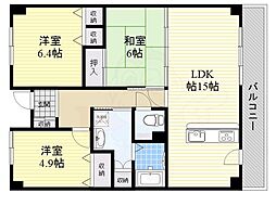 ウイング旭ケ丘 3LDKの間取図画像