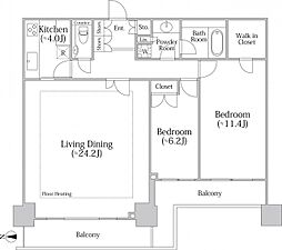 河田町ガーデン1号棟 2LDKの間取図画像