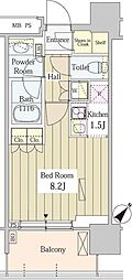 ユニゾンタワー東中野 1Kの間取図画像