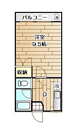 エクシード渡鹿 1階1Kの間取り