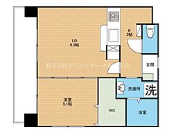 フェリーチェ味噌天神 2階1LDKの間取り