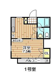 ラフォーレ18番館 3階1Kの間取り