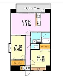 SK2 3階2LDKの間取り