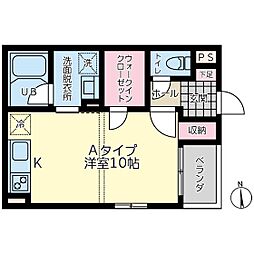 シャインヒルズ武蔵野 1Kの間取図画像