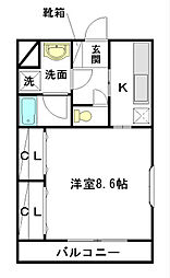 メイプルハウス 1Kの間取図画像