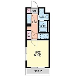 セレビア杏林 1Kの間取図画像