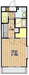 ボヌール 1Kの間取図画像