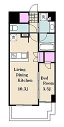 Brillia早稲田鶴巻町 1LDKの間取図画像