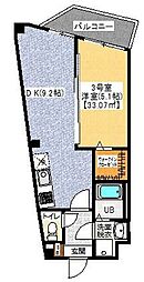 JR総武線 幕張駅 徒歩9分の賃貸マンション 3階1DKの間取り