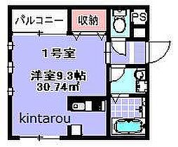 京成千葉線 京成幕張駅 徒歩4分の賃貸マンション 2階ワンルームの間取り