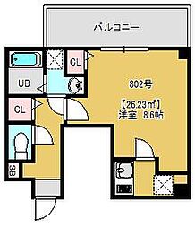 アクアスウィル浅草 1Kの間取図画像