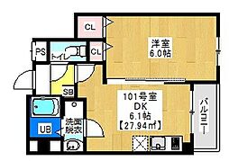FairyChiba 1DKの間取図画像