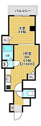 金太郎ヒルズ372 1DKの間取図画像