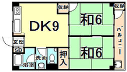 若草ハイツ 2DKの間取図画像