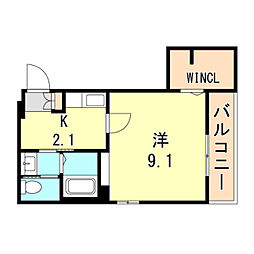 神戸市西神・山手線 上沢駅 徒歩5分の賃貸マンション 2階1Kの間取り