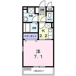 神戸市海岸線 駒ヶ林駅 徒歩9分の賃貸アパート 2階1Kの間取り