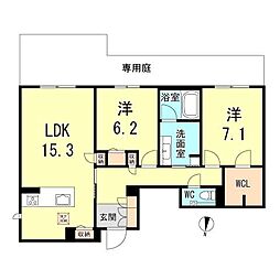 阪急神戸本線 岡本駅 徒歩3分の賃貸マンション 1階2LDKの間取り