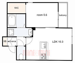 阪急神戸本線 春日野道駅 徒歩6分の賃貸マンション 2階1LDKの間取り