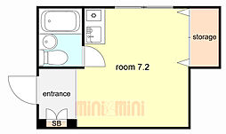 神戸市西神・山手線 湊川公園駅 徒歩15分の賃貸マンション 4階ワンルームの間取り