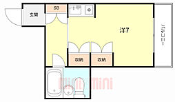 阪神本線 尼崎駅 徒歩6分の賃貸マンション 5階ワンルームの間取り