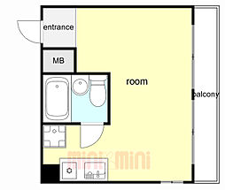 神戸高速東西線 西元町駅 徒歩2分の賃貸マンション 2階ワンルームの間取り