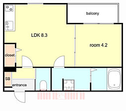 JR東海道・山陽本線 鷹取駅 徒歩5分の賃貸マンション 1階1LDKの間取り