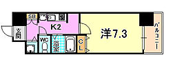 神戸高速東西線 高速神戸駅 徒歩2分の賃貸マンション 7階1Kの間取り