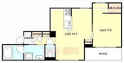 阪急神戸本線 春日野道駅 徒歩5分の賃貸マンション 1階1LDKの間取り