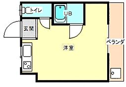 神戸高速東西線 花隈駅 徒歩5分の賃貸マンション 4階ワンルームの間取り