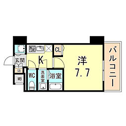 神戸高速東西線 新開地駅 徒歩6分の賃貸マンション 4階1Kの間取り