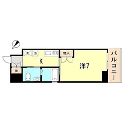 山陽電鉄本線 板宿駅 徒歩2分の賃貸マンション 8階1Kの間取り