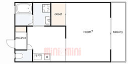 阪急伊丹線 新伊丹駅 徒歩1分の賃貸アパート 2階1Kの間取り