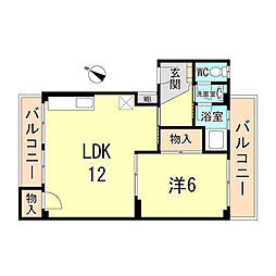 神戸市西神・山手線 大倉山駅 徒歩7分の賃貸マンション 2階1LDKの間取り