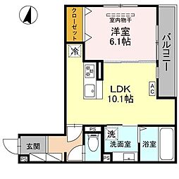 阪急神戸本線 武庫之荘駅 徒歩22分の賃貸アパート 2階1LDKの間取り