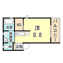 神戸市西神・山手線 湊川公園駅 徒歩10分の賃貸アパート 3階ワンルームの間取り