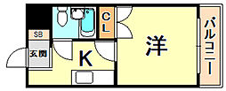神戸高速東西線 高速神戸駅 徒歩4分の賃貸マンション 3階1Kの間取り