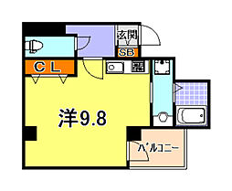 阪急神戸本線 神戸三宮駅 徒歩4分の賃貸マンション 6階ワンルームの間取り