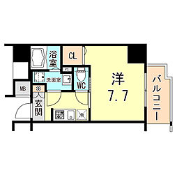 神戸高速東西線 新開地駅 徒歩6分の賃貸マンション 8階1Kの間取り