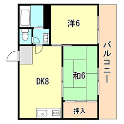 山陽電鉄本線 西代駅 徒歩7分の賃貸マンション 4階2DKの間取り